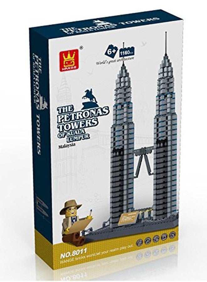 Wange Building & Construction 8011 The Petronas Towers of Kuala Lumpur Malaysia Building Blocks (1160 Piece) - Image 2